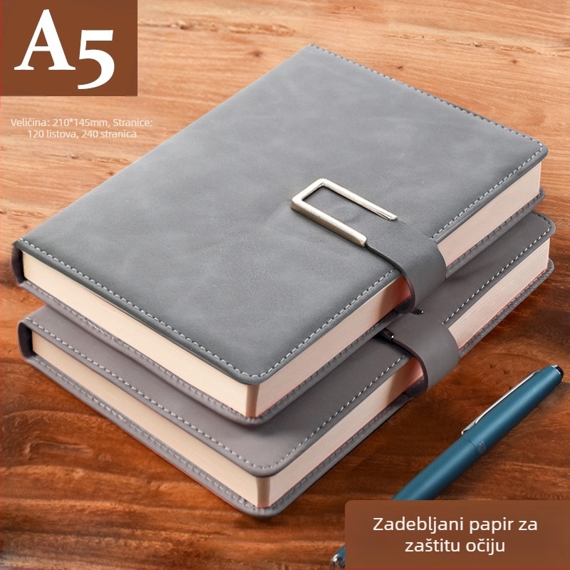 Bilježnica od debele kože s kopčom, poslovni ljudi, jednostavni studenti, 5, knjiga za evidenciju sastanaka