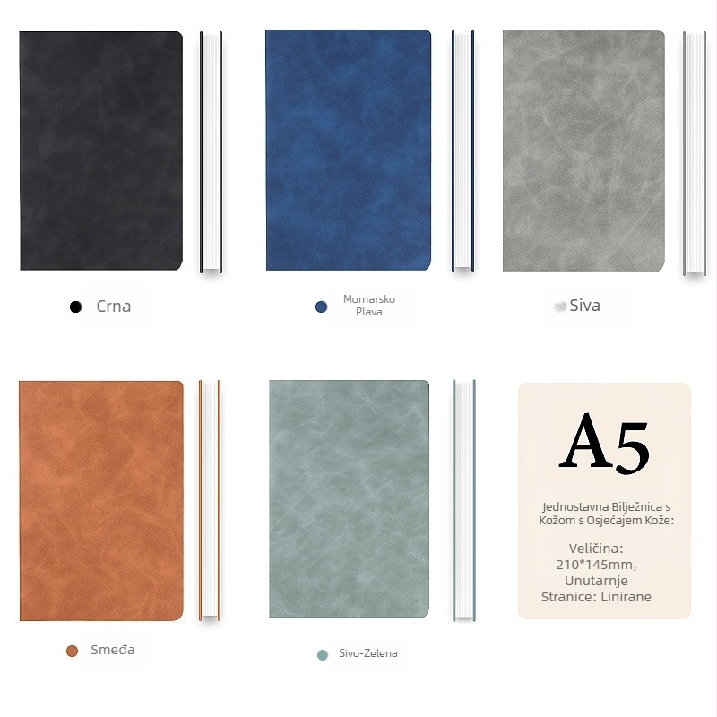 Bilježnica od debele kože s kopčom, poslovni ljudi, jednostavni studenti, 5, knjiga za evidenciju sastanaka