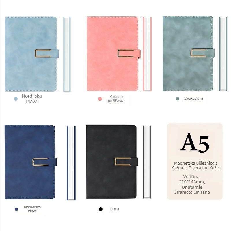 Bilježnica od debele kože s kopčom, poslovni ljudi, jednostavni studenti, 5, knjiga za evidenciju sastanaka