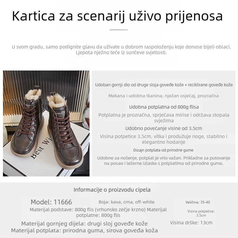 Nove čizme za snijeg od zečjeg krzna 2025. Zimske retro cipele od prave kože s debelim potplatom, pamučne cipele s plišanom podstavom, tople ženske čizme, svestrane i moderne čizme