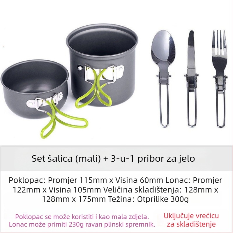 Vanjski lonac s jednom pločom za kuhanje, set za piknik, ultra lagani prijenosni lonac za piknik