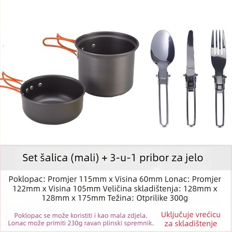 Vanjski lonac s jednom pločom za kuhanje, set za piknik, ultra lagani prijenosni lonac za piknik