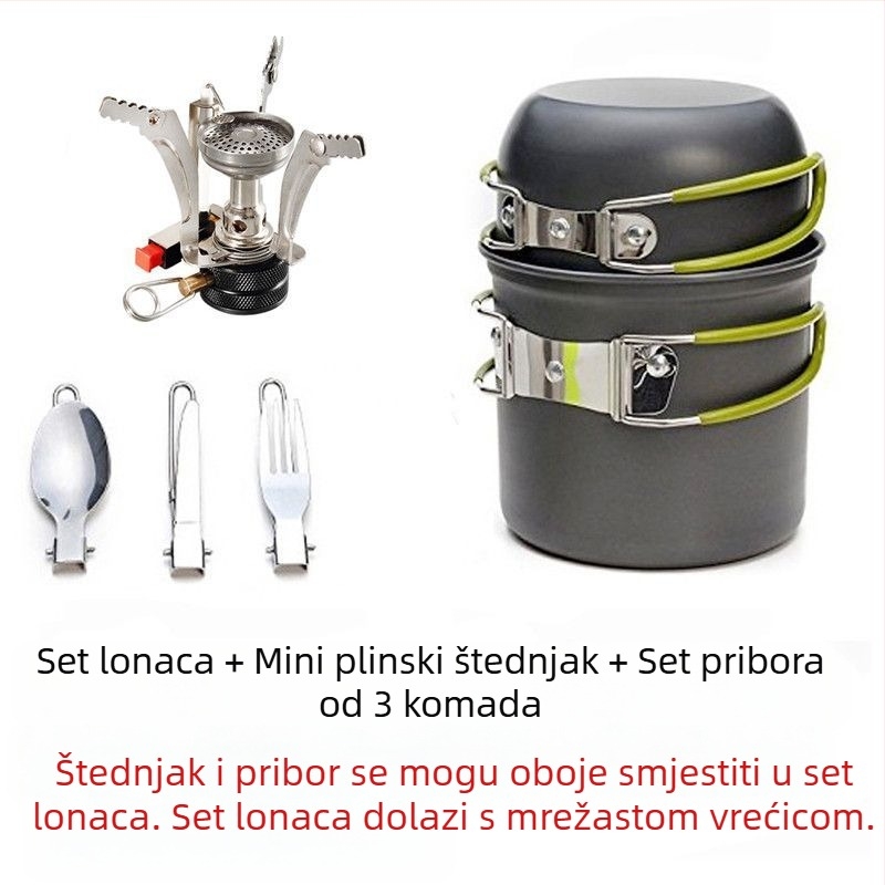 Vanjski lonac s jednom pločom za kuhanje, set za piknik, ultra lagani prijenosni lonac za piknik