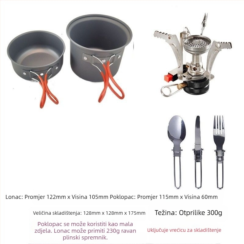 Vanjski lonac s jednom pločom za kuhanje, set za piknik, ultra lagani prijenosni lonac za piknik