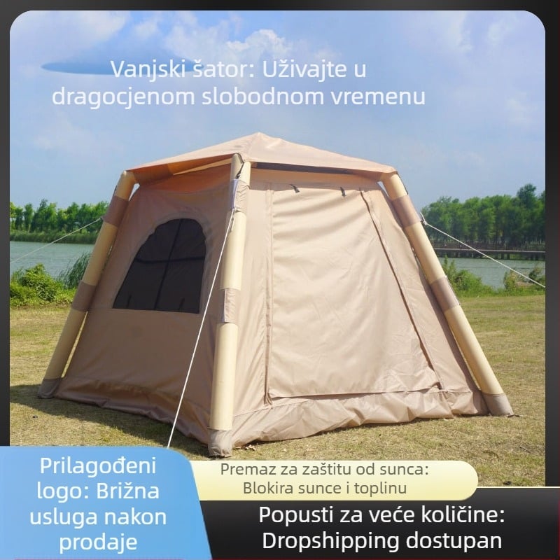 Dvostruki brzootvarajući napuhani šator za kampiranje preko noći, zvjezdano nebo, otporan na kišu, mali greben, vanjski šator sa zračnim stupom bez postavljanja