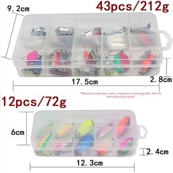 Veleprodaja 43/12 komada metalnih šljokica u obliku žlice, šareni set šljokica s jednom udicom za varalice u obliku konja na zalihi