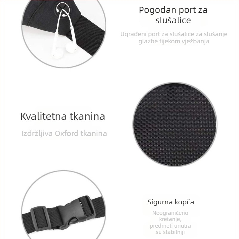 Vanjska dinamična torba za struk, višenamjenska torba za slobodno vrijeme, putovanja i crossbody prsa, vodootporna za fitness i trčanje, torba za pohranu mobitela