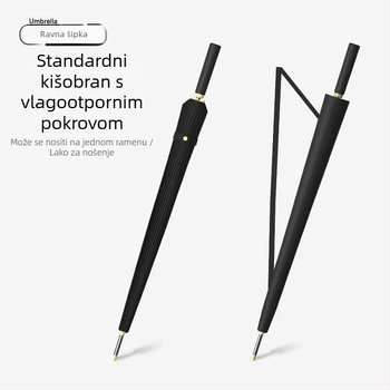 Kišobran od 24 kostiju, automatski kišobran, veliki, predimenzionirani, tvornički veleprodajni ravni kišobran s dugom ručkom, sunčan i kišan, logotip dvojne namjene