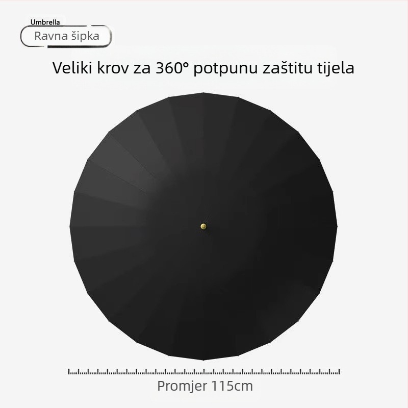 Kišobran od 24 kostiju, automatski kišobran, veliki, predimenzionirani, tvornički veleprodajni ravni kišobran s dugom ručkom, sunčan i kišan, logotip dvojne namjene