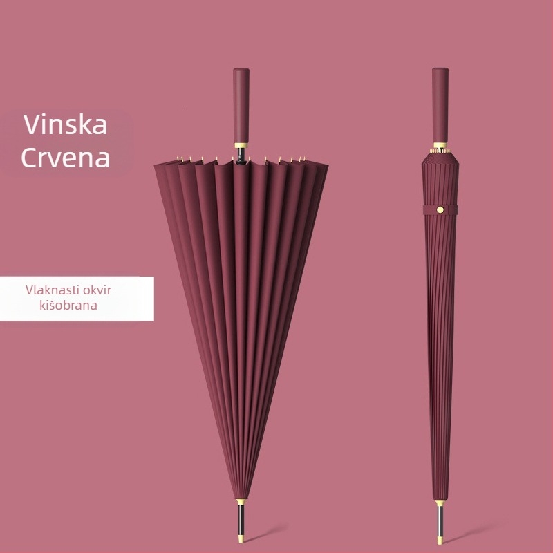 Kišobran od 24 kostiju, automatski kišobran, veliki, predimenzionirani, tvornički veleprodajni ravni kišobran s dugom ručkom, sunčan i kišan, logotip dvojne namjene