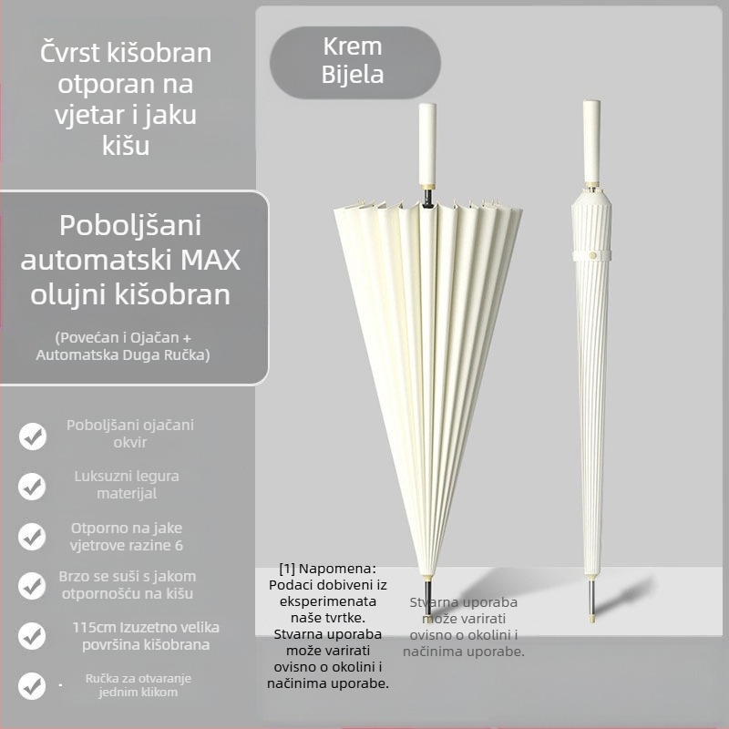 Kišobran od 24 kostiju, automatski kišobran, veliki, predimenzionirani, tvornički veleprodajni ravni kišobran s dugom ručkom, sunčan i kišan, logotip dvojne namjene