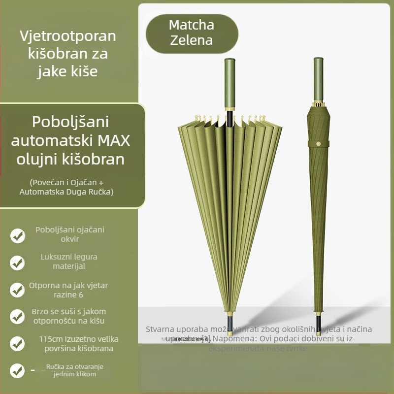 Kišobran od 24 kostiju, automatski kišobran, veliki, predimenzionirani, tvornički veleprodajni ravni kišobran s dugom ručkom, sunčan i kišan, logotip dvojne namjene