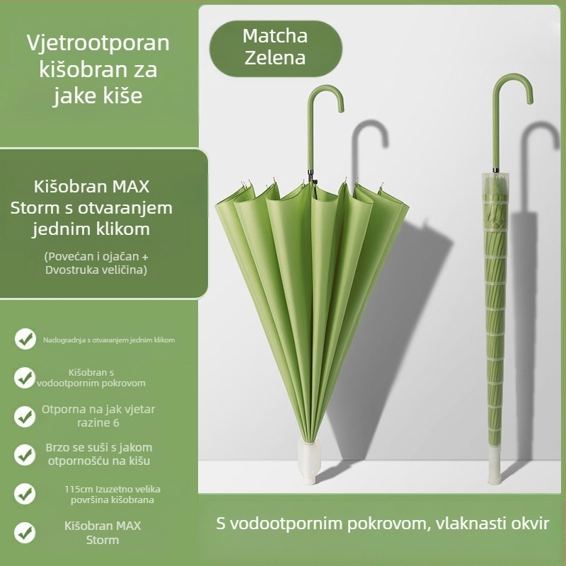 Kišobran od 24 kostiju, automatski kišobran, veliki, predimenzionirani, tvornički veleprodajni ravni kišobran s dugom ručkom, sunčan i kišan, logotip dvojne namjene