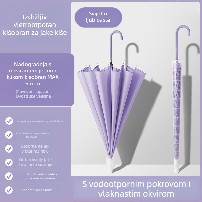 Kišobran od 24 kostiju, automatski kišobran, veliki, predimenzionirani, tvornički veleprodajni ravni kišobran s dugom ručkom, sunčan i kišan, logotip dvojne namjene