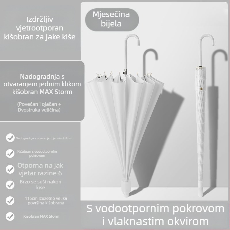 Kišobran od 24 kostiju, automatski kišobran, veliki, predimenzionirani, tvornički veleprodajni ravni kišobran s dugom ručkom, sunčan i kišan, logotip dvojne namjene