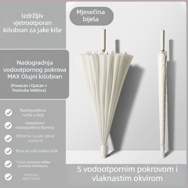 Kišobran od 24 kostiju, automatski kišobran, veliki, predimenzionirani, tvornički veleprodajni ravni kišobran s dugom ručkom, sunčan i kišan, logotip dvojne namjene
