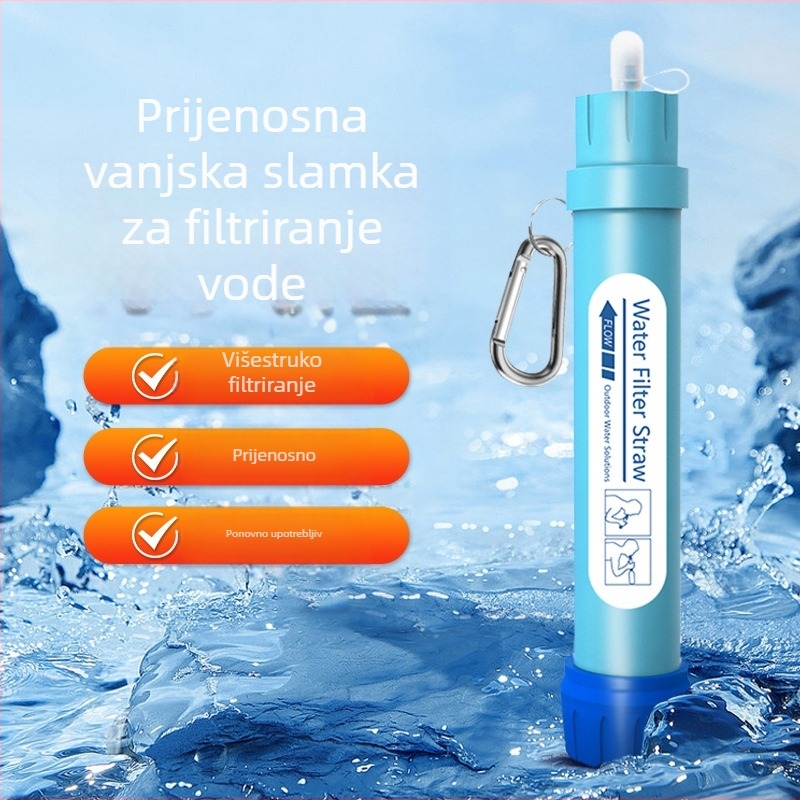 Vanjski filter za vodu u hitnim slučajevima, prijenosni, izravno pročišćavanje pitke vode, slamka za kampiranje i preživljavanje, filter za pitku vodu