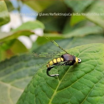 Propeler sa šljokicama, modifikacija Kung Fu muhe, kuka za muhu sa šljokicama, kompozitni mikromaterijal s 8 prstenova, Luya