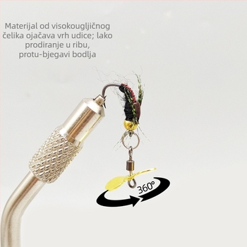 Propeler sa šljokicama, modifikacija Kung Fu muhe, kuka za muhu sa šljokicama, kompozitni mikromaterijal s 8 prstenova, Luya