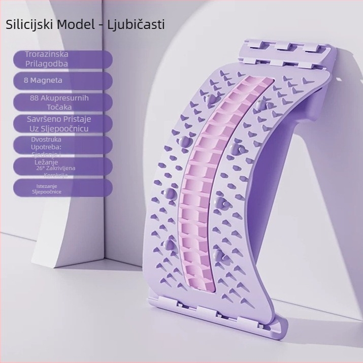 Lumbalno rastezanje, Istezanje za struk, Gornji dio vratne kralježnice, Otvaranje struka, Otvaranje ramena, Pomoćna trakcija za jogu leđa, Zaštita za struk magnetskom terapijom