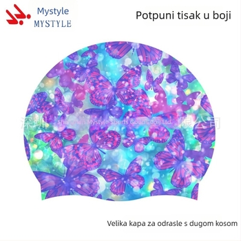 Kapa za plivanje za odrasle Amazon Color Butterfly kapa za plivanje za žene duga kosa silikonska kapa za plivanje za žene duga kosa uvećana