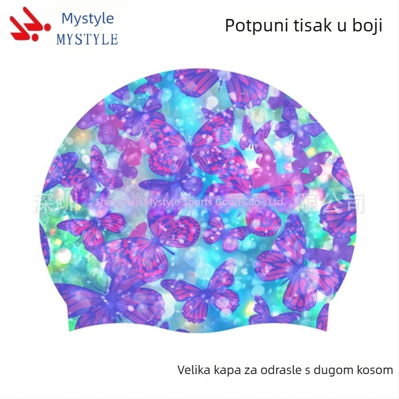 Kapa za plivanje za odrasle Amazon Color Butterfly kapa za plivanje za žene duga kosa silikonska kapa za plivanje za žene duga kosa uvećana