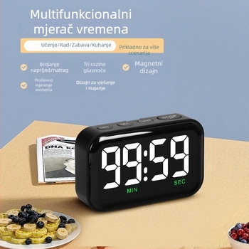 Timer za učenje, namjenski LED elektronički dječji timer, budilica, štoperica, dvostruka namjena, invertirani kuhinjski podsjetnik s velikim zaslonom