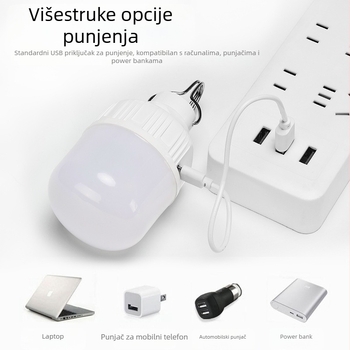 Nova LED žarulja za punjenje 3 vanjska vodootporna noćna tržnica, prijenosna rasvjeta za hitne slučajeve nestanka struje