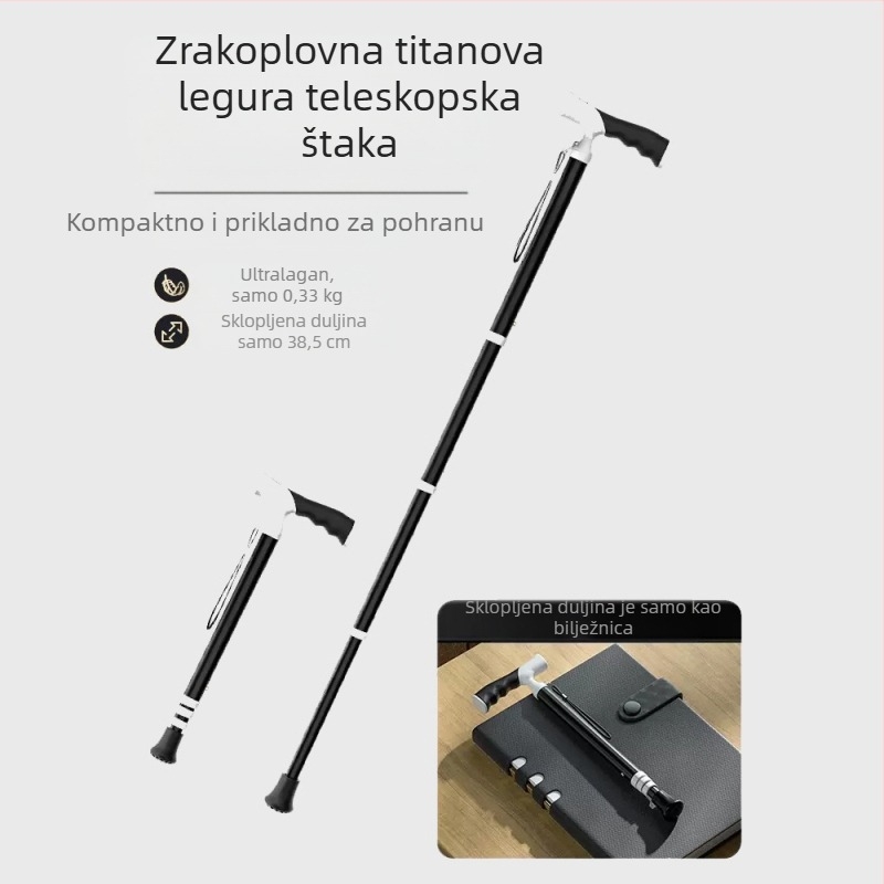 Ultra lagana prijenosna teleskopska štaka, protuklizna medicinska štaka, podesiva dvonamjenska planinarska štapa za hodanje za starije osobe