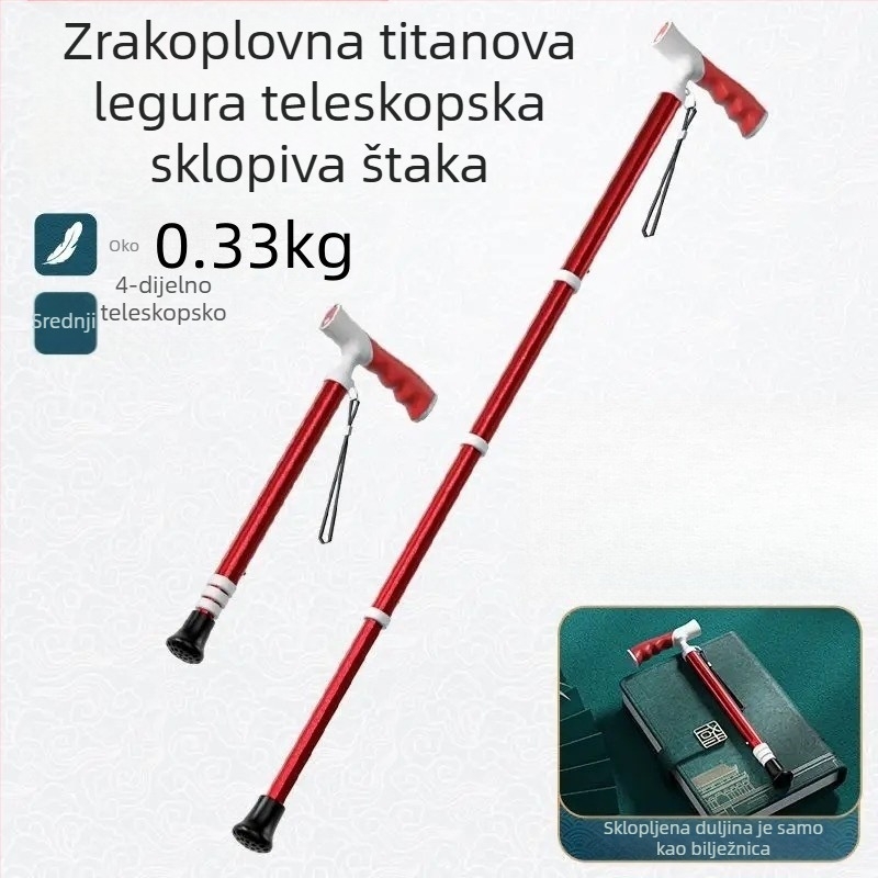 Ultra lagana prijenosna teleskopska štaka, protuklizna medicinska štaka, podesiva dvonamjenska planinarska štapa za hodanje za starije osobe