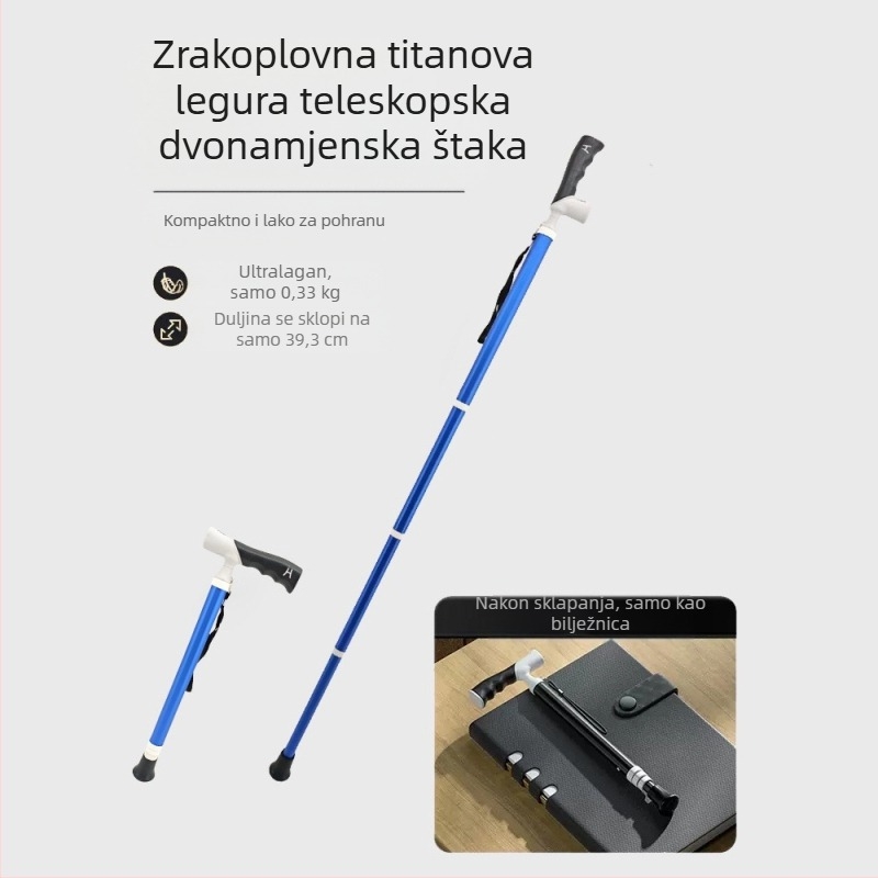 Ultra lagana prijenosna teleskopska štaka, protuklizna medicinska štaka, podesiva dvonamjenska planinarska štapa za hodanje za starije osobe
