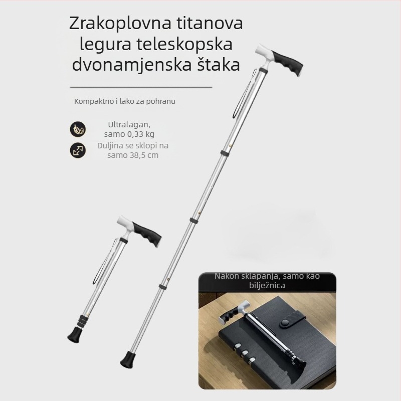 Ultra lagana prijenosna teleskopska štaka, protuklizna medicinska štaka, podesiva dvonamjenska planinarska štapa za hodanje za starije osobe