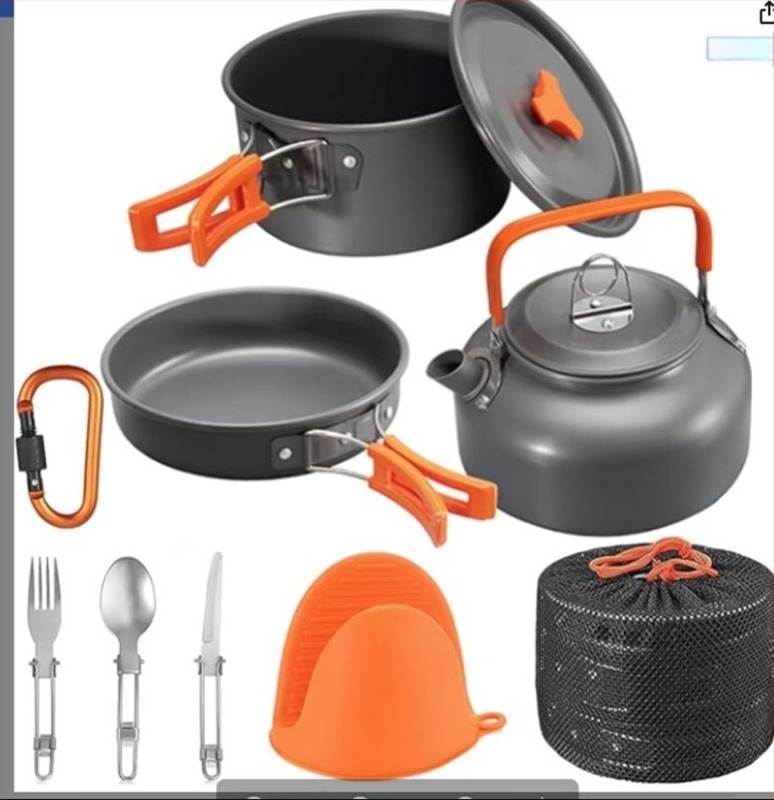 Mali čajnik, kombinirani set, set za kampiranje, kombinirani set za lonac, stolno posuđe, prijenosno vanjsko posuđe, lonac od tvrdog omekšanog aluminija