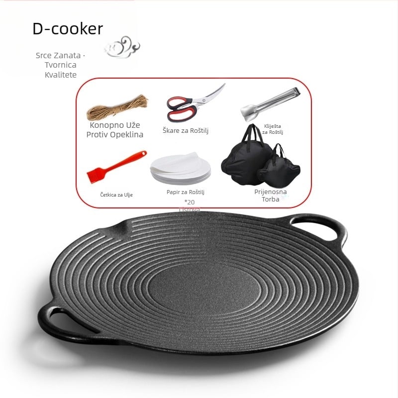 Tava od lijevanog željeza, roštilj, plinski štednjak, indukcijsko kuhalo, roštilj, lijevano željezo bez premaza, vanjski roštilj u korejskom stilu