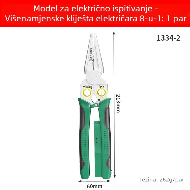 8-u-1 višenamjenska kliješta za mjerenje i skidanje izolacije žice, rezanje žice, izvlačenje žice, škare za žicu i kabele, kliješta za guljenje, kliješta za krimpovanje električnih žica