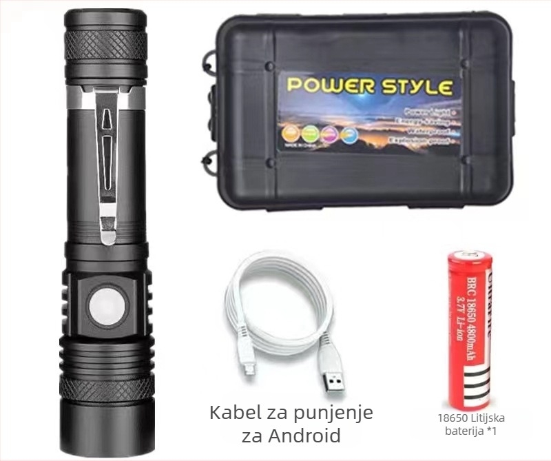 Nova T6 svjetiljka dugog dometa, USB punjiva, teleskopska, zum LED mini svijetla svjetiljka, tvornička utičnica