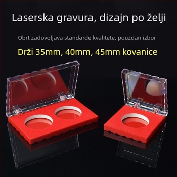 Wen Chuang Dvije akrilne kutije za pakiranje 40 mm kovanice 35 mm komemorativni medaljon za kovanice vanjska kutija uzorak laserskog graviranja