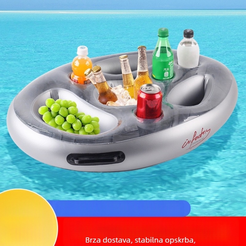 Amazon Hot Sale PVC napuhani držač za piće, držač za čaše, porozni držač za čaše s voćem, tanjur za vino za zabavu, plutajući na vodi