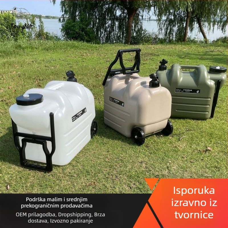 Tvornička izravna opskrba kampiranjem na otvorenom PE kanta s prijenosnom šipkom za povlačenje, veliki spremnik vode za automobil