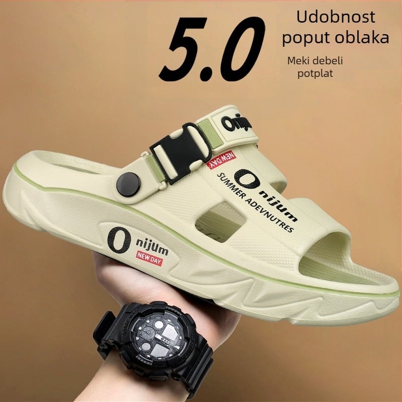 Nove muške sandale i papuče za ljeto 2025. s debelim potplatima, kućne, neklizajuće, otporne na habanje, dezodorans, modne papuče za plažu, prekogranične