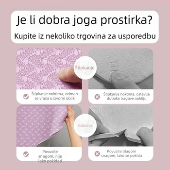 Zhenle prostirka za jogu, ekološki prihvatljiva, neklizajuća, apsorbira udarce, tiha posebna prostirka za fitness, proširena i zadebljana prostirka za kućni aerobik i ples