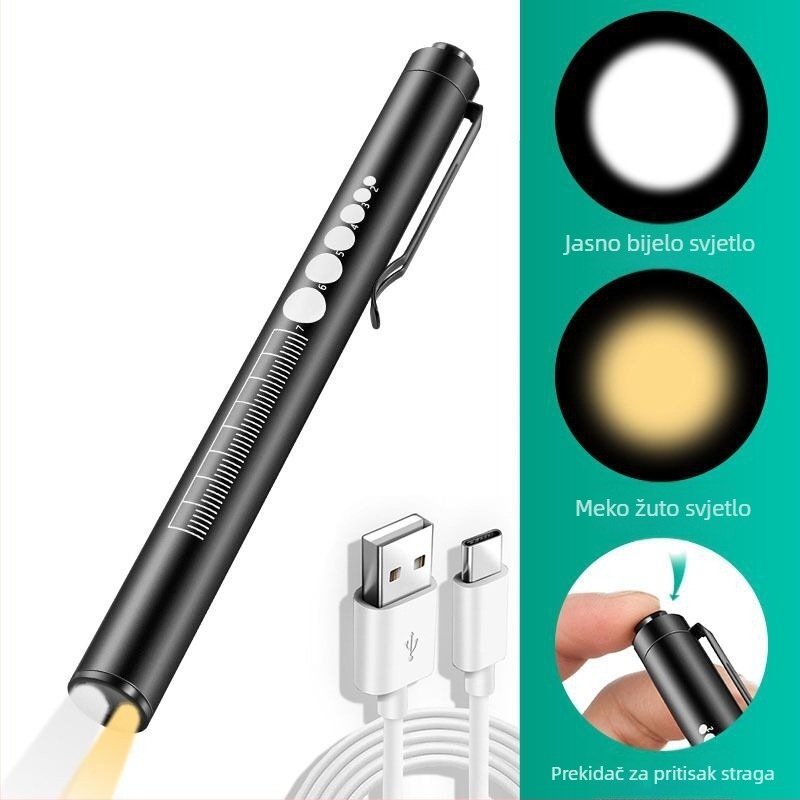 Olovka za učenike, liječnike, medicinske sestre, djecu, jutarnji pregled, USB punjiva oftalmologija, otorinolaringologija, oralna mala medicinska svjetiljka, LED
