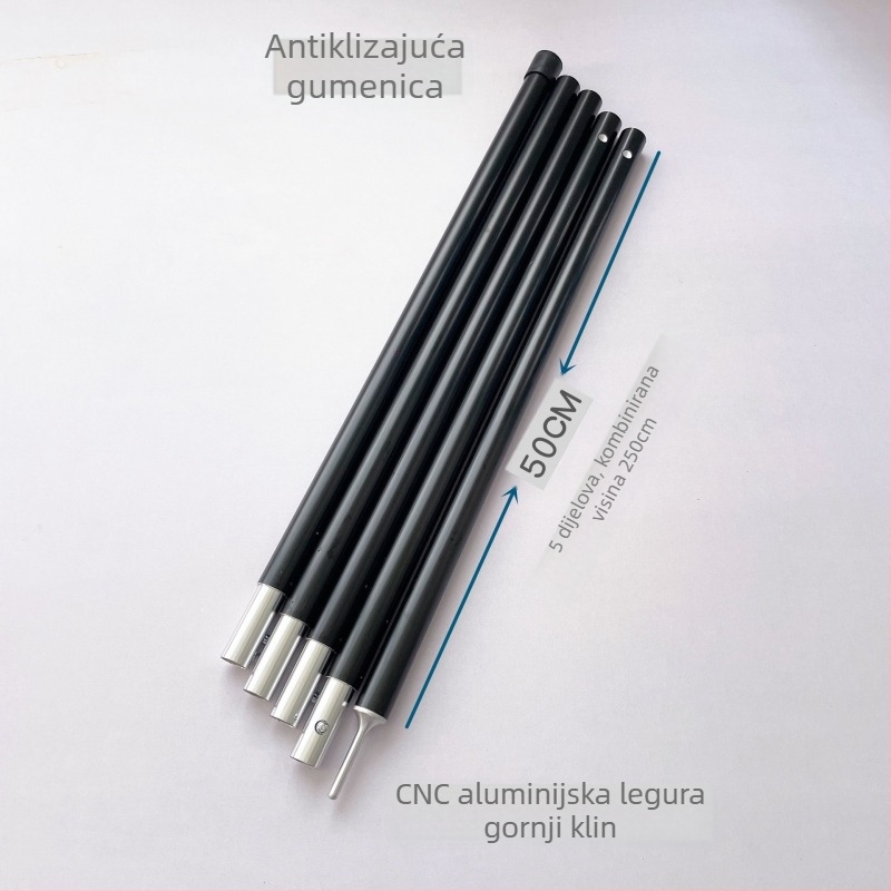 Zadebljana potporna šipka od aluminijske legure promjera 22 mm i debljine 1,3 mm, dolazi s torbom za pohranu, posebno dizajnirana za e-trgovinu, neophodna za kampiranje