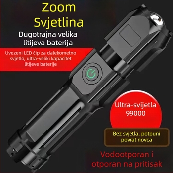 Prijenosna teleskopska zum svjetiljka s daljinskim upravljanjem USB punjiva LED svjetiljka za kampiranje Camping Patrol snažno svjetlo kućna rasvjeta