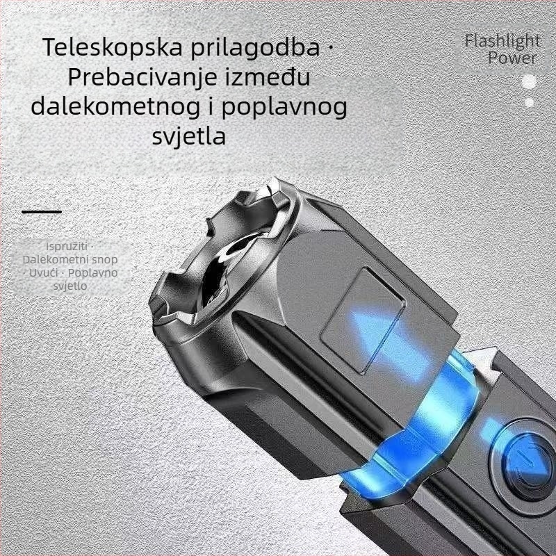 Prijenosna teleskopska zum svjetiljka s daljinskim upravljanjem USB punjiva LED svjetiljka za kampiranje Camping Patrol snažno svjetlo kućna rasvjeta