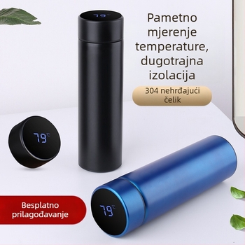Zaslon osjetljiv na dodir od nehrđajućeg čelika 304, temperaturna šalica, inteligentna LED termosica s dvostrukim vakuumom, mjerenje temperature, temperaturna šalica s logotipom za ispis