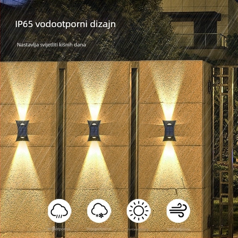 Nova solarna lampa s rogom vanjska vodootporna zidna lampa dvorište vrt zidni reflektor zidna lampa za vrata vile