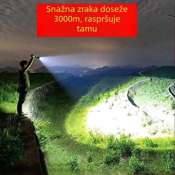LED svjetiljka za specijalne snage, snažno svjetlo, brzo punjenje, prijenosna višenamjenska kućna svjetiljka dugog dometa, 9 ultrasvjetlih LED svjetiljki