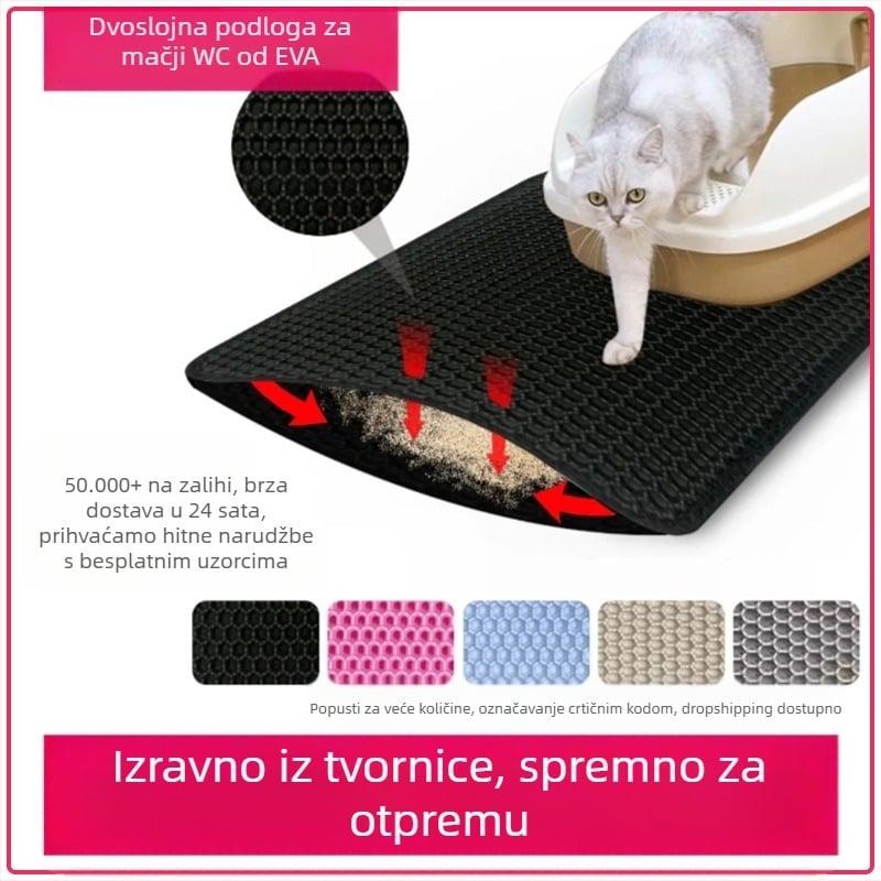 Tvornica veleprodaje EVA dvoslojni filter za mačji posip, podloga za pijesak za mačke, filter protiv iznošenja, prostirka za kućne ljubimce, povećajte broj, kontrolna podloga za mačke