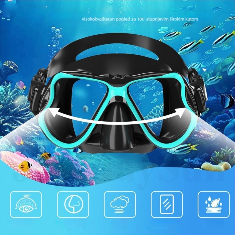 Ogledalo za ronjenje, zaštita za nos, vodootporna i nepropusna, integrirana zaštita za lice od kaljenog stakla i silikonskih naočala za ronjenje